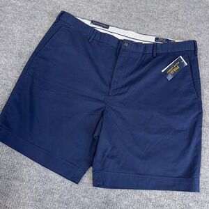 Polo Ralph Lauren Shorts Men 42 Navy Blue Stretch Classic Fit Chino 9" Ins NEW